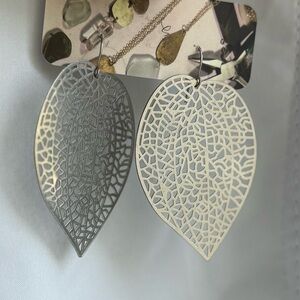 Silver Large Leaf Earrings